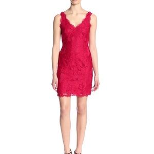 Adrianna Papell Dress bodycon Vibrant Red Lace Mini/midi date night L XL 14 12